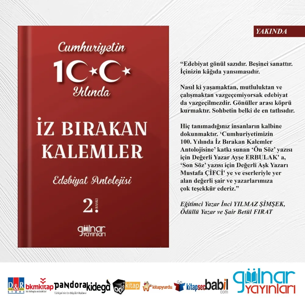 Cumhuriyetin 100. Yılını Edebiyatla Kutlayan Kitap 2. Baskıya Geçti