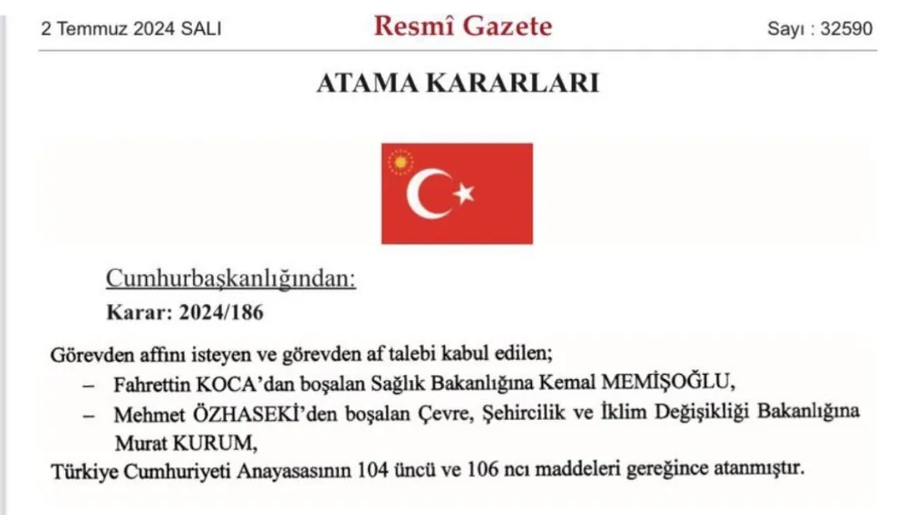 Fahrettin Koca ve Mehmet Özhaseki görevden alındı! İşte yeni bakanlar