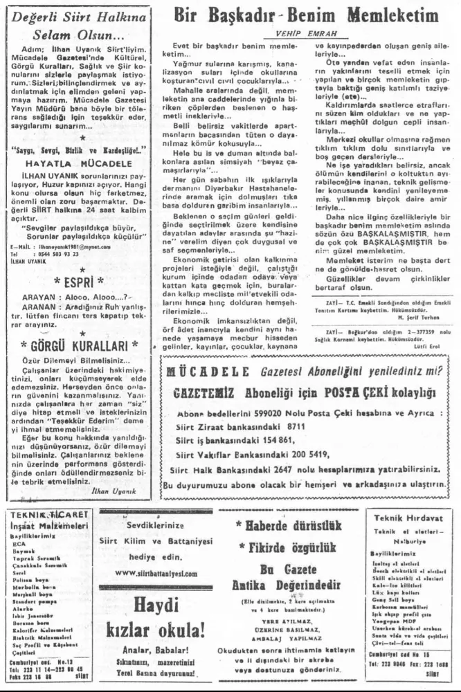 Bir Başkadır Benim Memleketim – 25 Yıl Önceki Satırlarda Siirt’in Ruhu