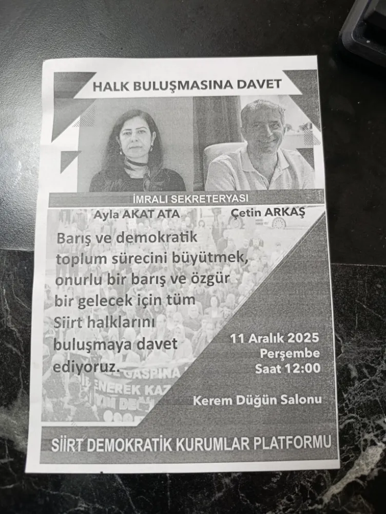 SİİRT’TE “HALK BULUŞMASI” HAZIRLIĞI: İMRALI SEKRETERYASI ADINA ÇAĞRI