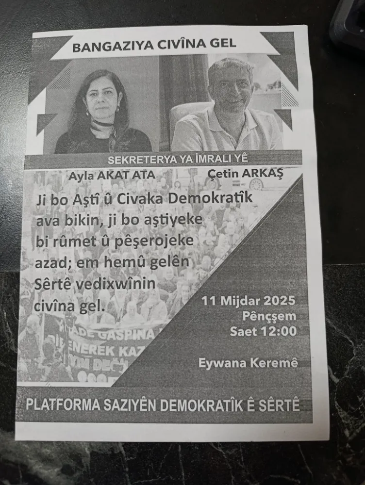 SİİRT’TE “HALK BULUŞMASI” HAZIRLIĞI: İMRALI SEKRETERYASI ADINA ÇAĞRI