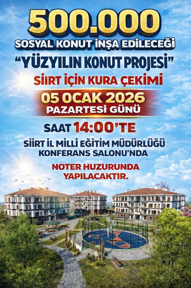 Yüzyılın Konut Projesi’nde Siirt İçin Büyük Gün: Kura 5 Ocak’ta Çekiliyor
