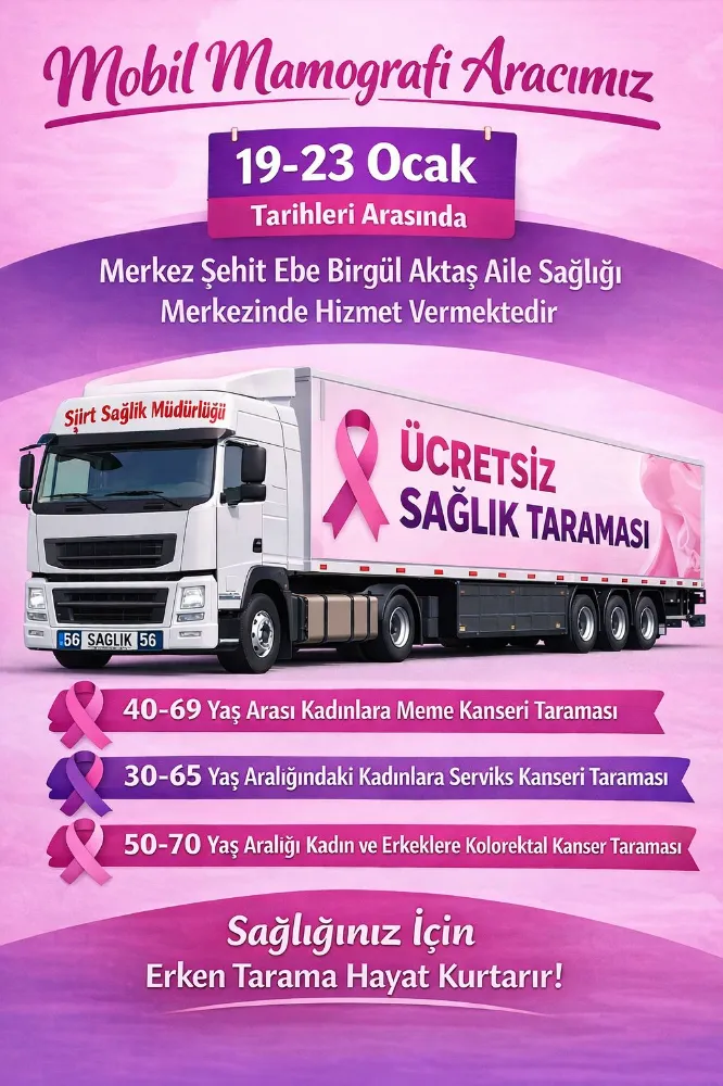 Siirt’te Ücretsiz Kanser Taraması: Mobil Mamografi Aracı Hizmette