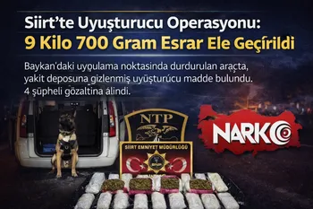 Siirt’te Uyuşturucu Operasyonu: 9 Kilo 700 Gram Esrar Ele Geçirildi