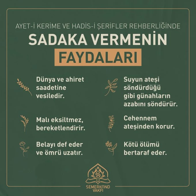 Semerkand Vakfı  Sadaka Vermenin  Faydalarını Açıkladı